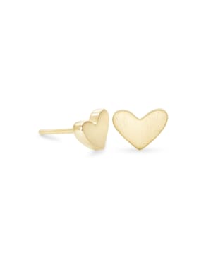 Ari Heart Stud Earrings In 18k Gold Vermeil