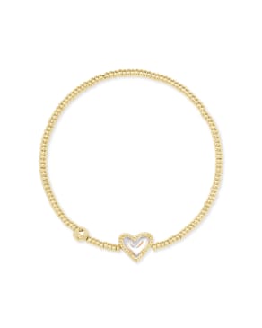 Ari Heart Gold Stretch Bracelet in Iridescent Drusy