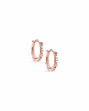 Jett 14k Rose Gold Huggie Earrings in White Diamond