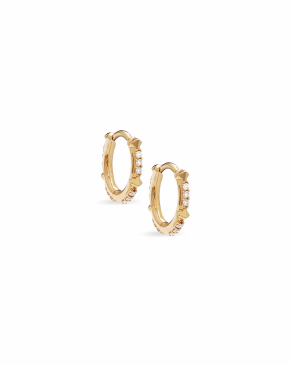 Jett 14k Yellow Gold Huggie Earrings in White Diamond