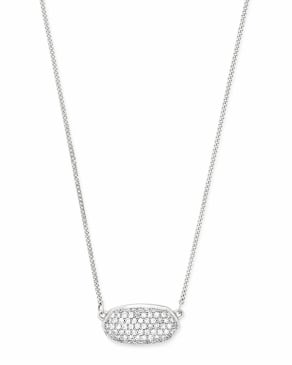 Elisa Pendant Necklace in Pave Diamond and 14k White Gold