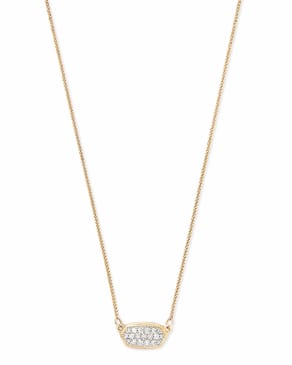 Lisa Pendant Necklace in Pave Diamond and 14k Yellow Gold