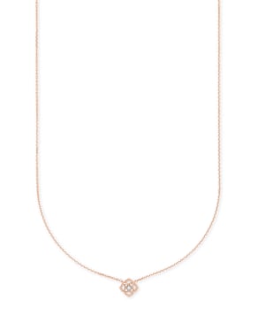 Fleur 14k Rose Gold Pendant Necklace in White Diamond
