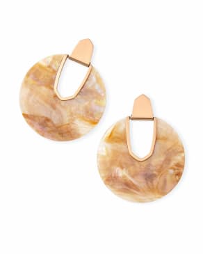 Diane Rose Gold Statement Earrings in Brown Mother-of-Pearl
