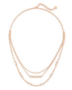 Addison Triple Strand Necklace in Rose Gold