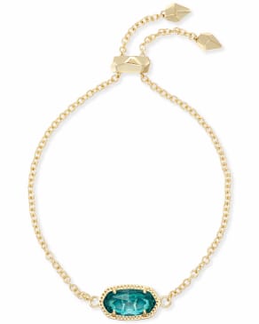 Elaina Gold Adjustable Chain Bracelet in London Blue Glass