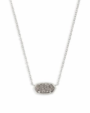 Elisa Silver Pendant Necklace in Platinum Drusy