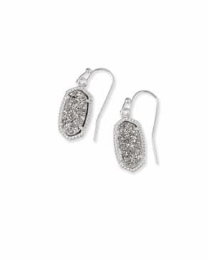 Lee Silver Drop Earrings in Platinum Drusy