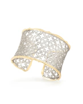 Candice Gold Cuff Bracelet in Silver Filigree Mix