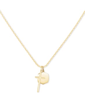 Davis Cross Charm Necklace in 18k Yellow Gold Vermeil