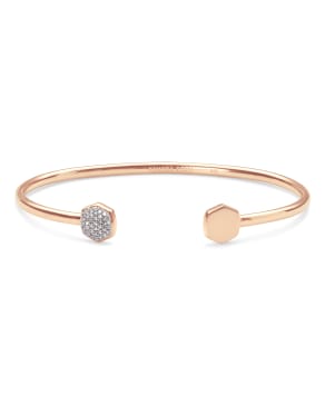 Davis 18k Rose Gold Vermeil Cuff Bracelet in White Diamond