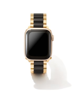 Dira 3 Link Watch Band in Gold Tone & Black Stainless Steel