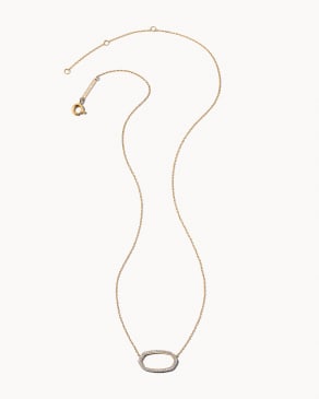 Elisa 14k Yellow Gold Open Frame Pendant Necklace in White Diamond