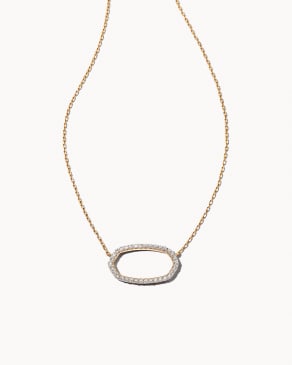 Elisa 14k Yellow Gold Open Frame Pendant Necklace in White Diamond