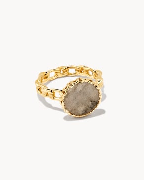 Jane 18k Yellow Gold Vermeil Cocktail Ring in Gray Labradorite