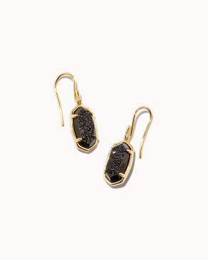 Lee 18k Gold Vermeil Drop Earrings in Black Drusy