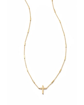 Delicate Cross Pendant Necklace in 14k Yellow Gold