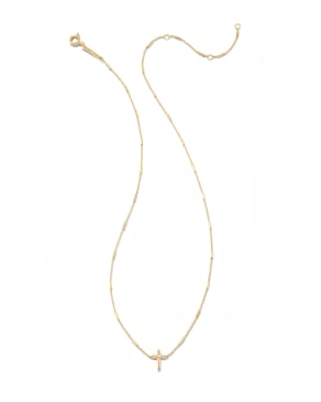 Delicate Cross Pendant Necklace in 14k Yellow Gold