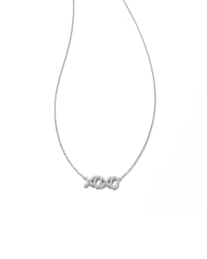 XO 14k White Gold Pendant Necklace in White Diamond