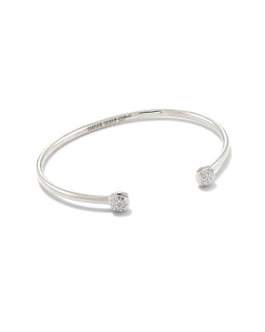 Davie Sterling Silver Double Diamond Cuff Bracelet in White Diamond