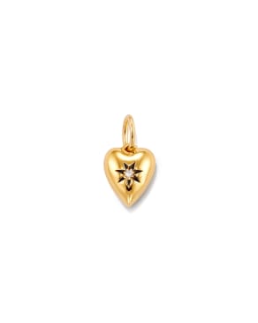 Heart 18k Yellow Gold Vermeil Charm in White Sapphire