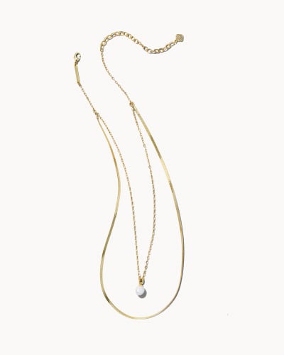 Lindsay Gold Multi Strand Necklace in White Pearl image number 0