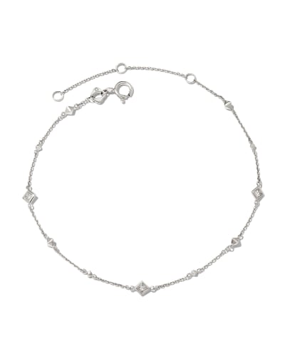 Michelle 14k White Gold Delicate Bracelet in White Diamond