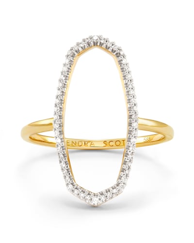 Dani 14k Yellow Gold Open Ring in White Diamond