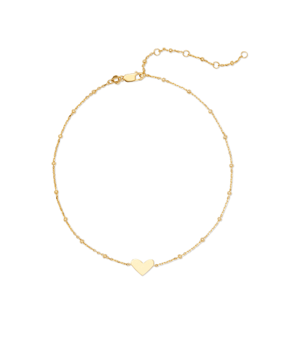 Ari Heart Chain Anklet in 18k Yellow Gold Vermeil