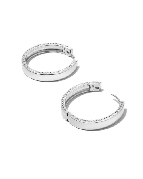 Flat Small 14mm Hoop Earrings in Sterling Silver