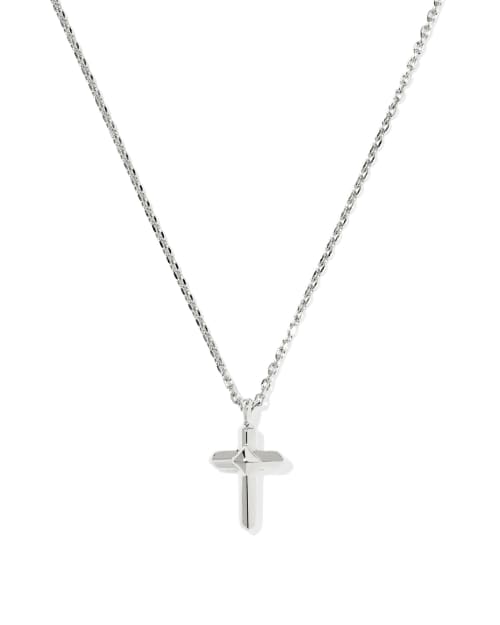 Metal Sterling Silver Cross Short Pendant Necklace