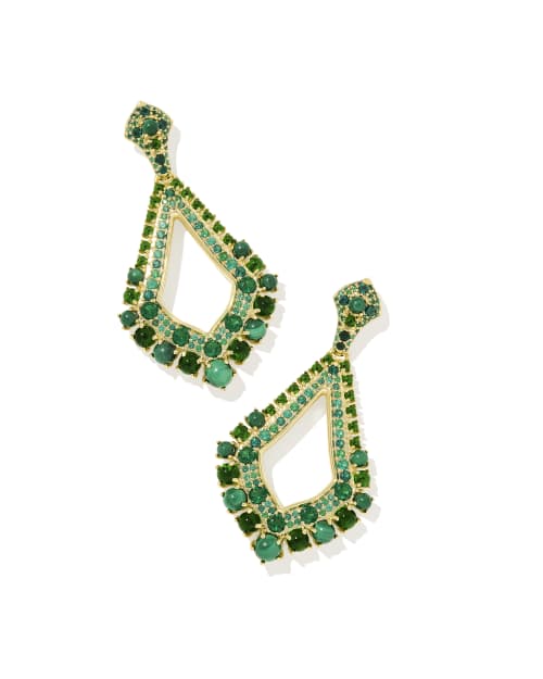 Krista Gold Hoop Earrings in Green Mix