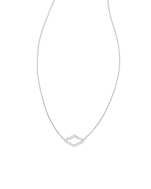 Small Abbie 14k White Gold Pendant Necklace in White Diamond