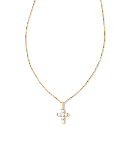 Pearl 14k Yellow Gold Cross Pendant Necklace in Freshwater Cultured Pearl