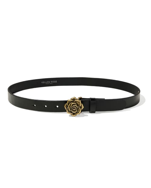 Rose Buckle Belt in Black Leather Kendra Scott