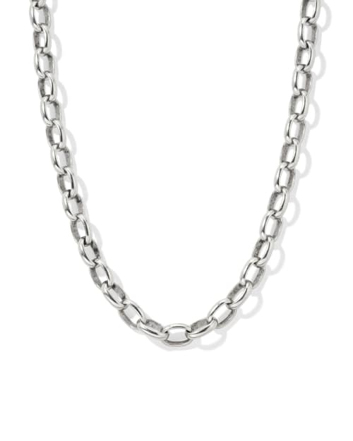Beau Link and Chain Necklace in Vintage Silver