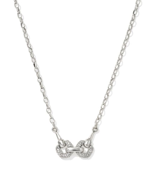 Beau Vintage Silver Pave Short Pendant Necklace in White CZ