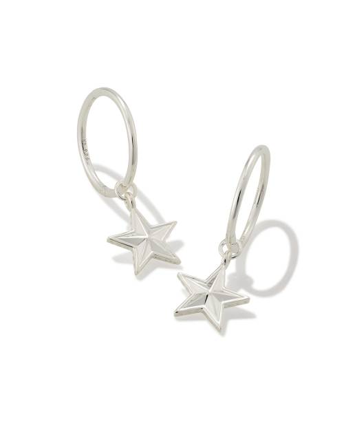 Small Star Huggie Earrings in Sterling Silver
