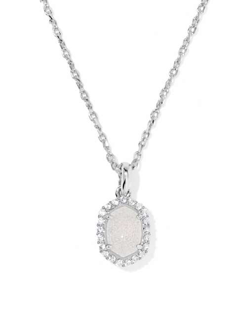 Daphne Silver Crystal Frame Short Pendant Necklace 