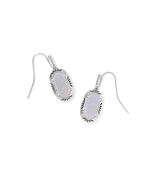 Lee Vintage Silver Etch Frame Drop Earrings 