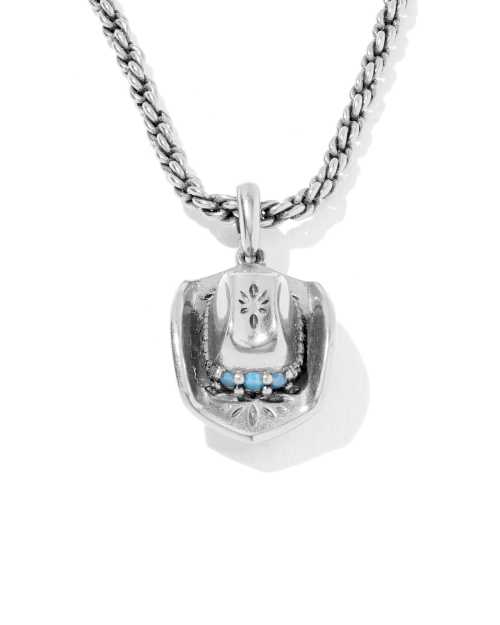 Tiny Cowboy Hat Vintage Silver Short Pendant Necklace 