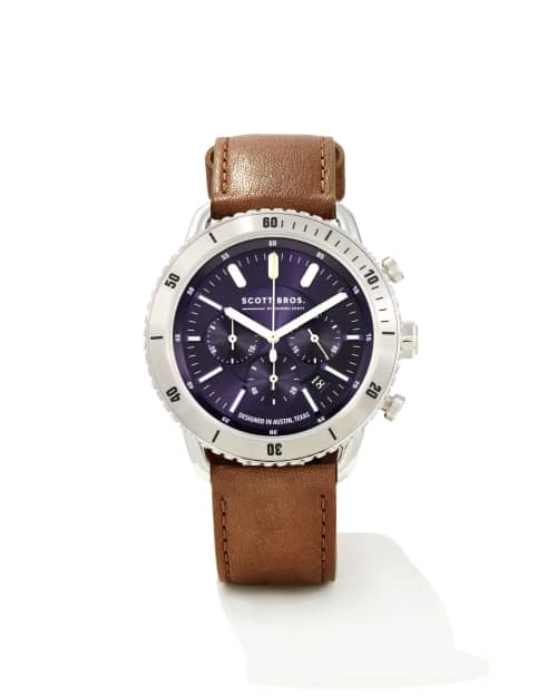 Evans Stainless Steel 44mm Chronograph Watch in Blue