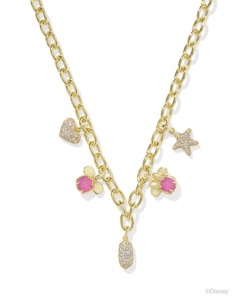 Disney | Kendra Scott Gold Mickey Mouse and Minnie Mouse Charm Bracelet in Pink White Mix
