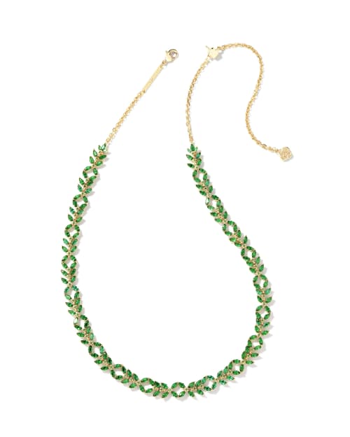 Rosalie Gold Tennis Necklace in Green Crystal | Kendra Scott