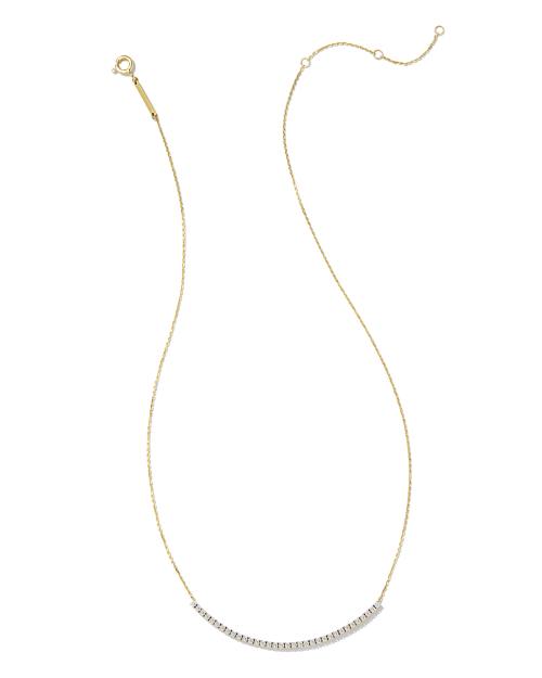 Tennis 14k White Gold Bar Necklace in White Diamond | Kendra Scott