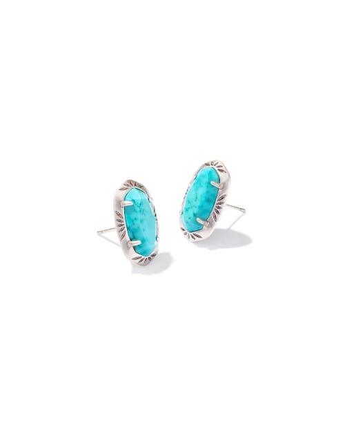 Ellie Vintage Silver Etch Frame Stud Earrings