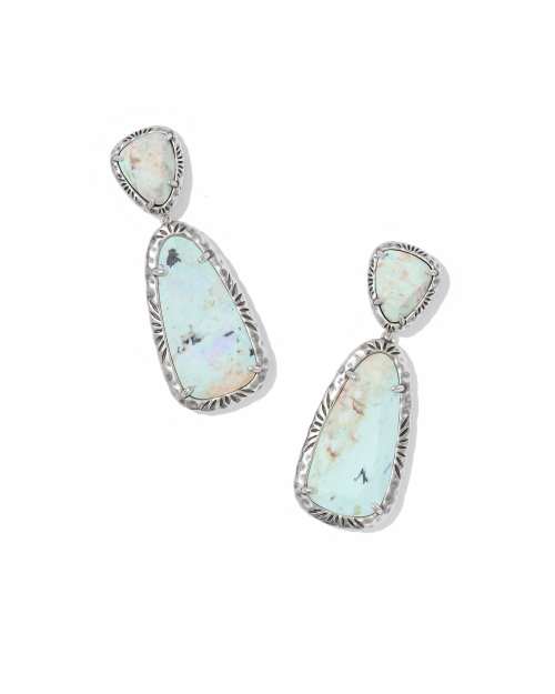 Jamie Etch Frame Vintage Silver Drop Earrings