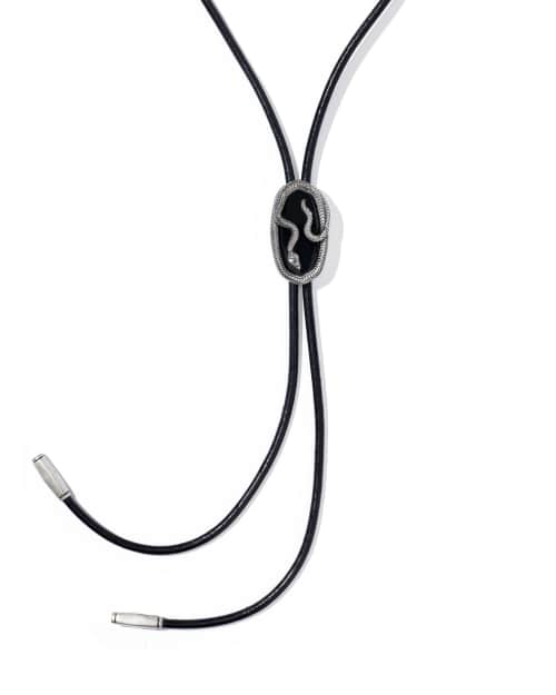 Phoenix Oxidized Sterling Silver Stone Bolo Necklace 