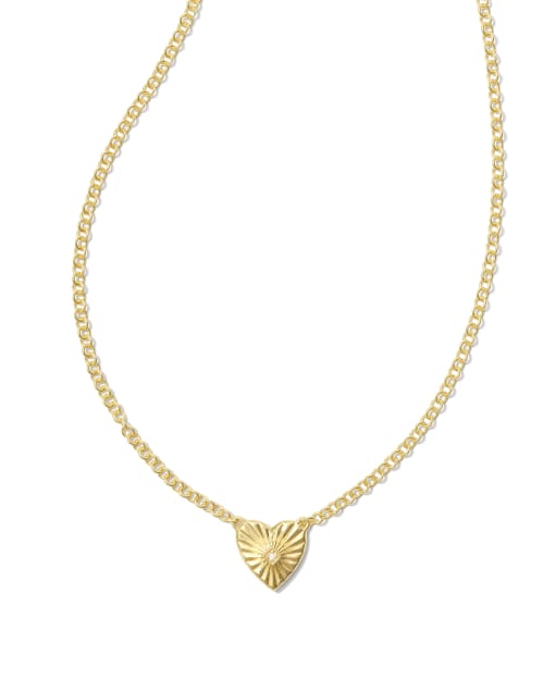 Maia 18k Gold Vermeil Heartburst Pendant Necklace White Sapphire