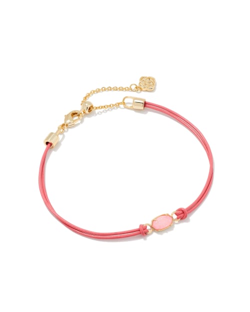 Emilie Gold Corded Bracelet in Light Pink Drusy